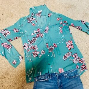 Candie's Floral Teal Blouse